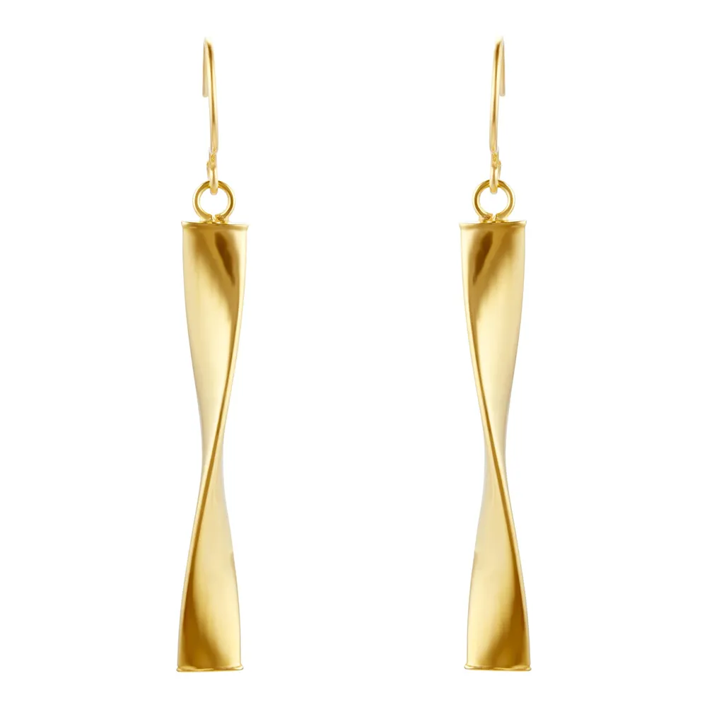 9 Carat Yellow Gold Twist Drop Earrings