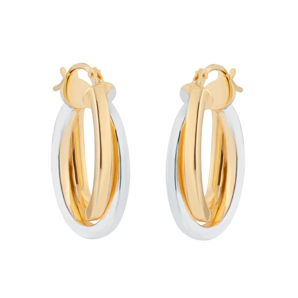 9ct 2 Colour Gold Hoop Earrings