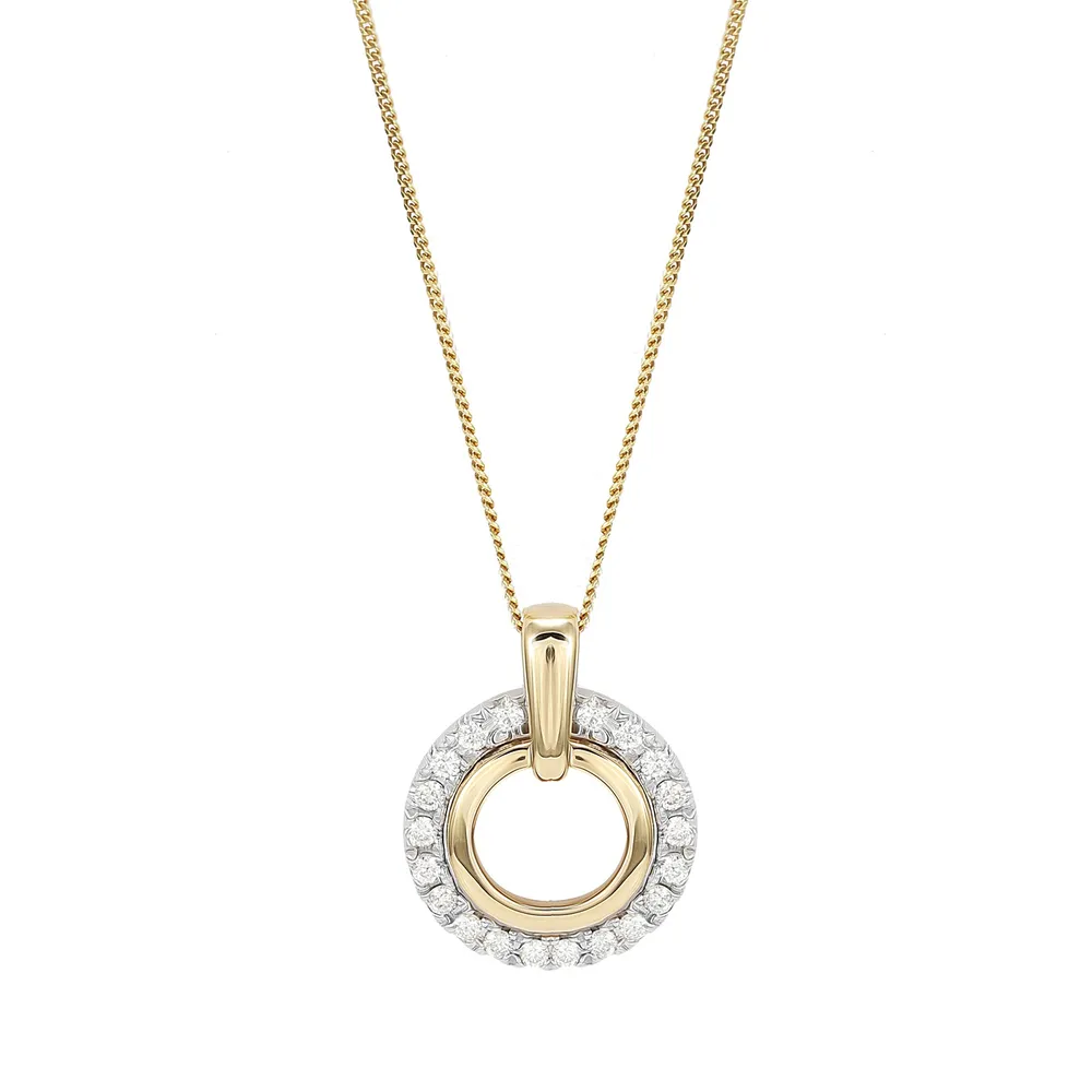 9ct Bicolour Gold 0.25cttw Double Circle Pendant