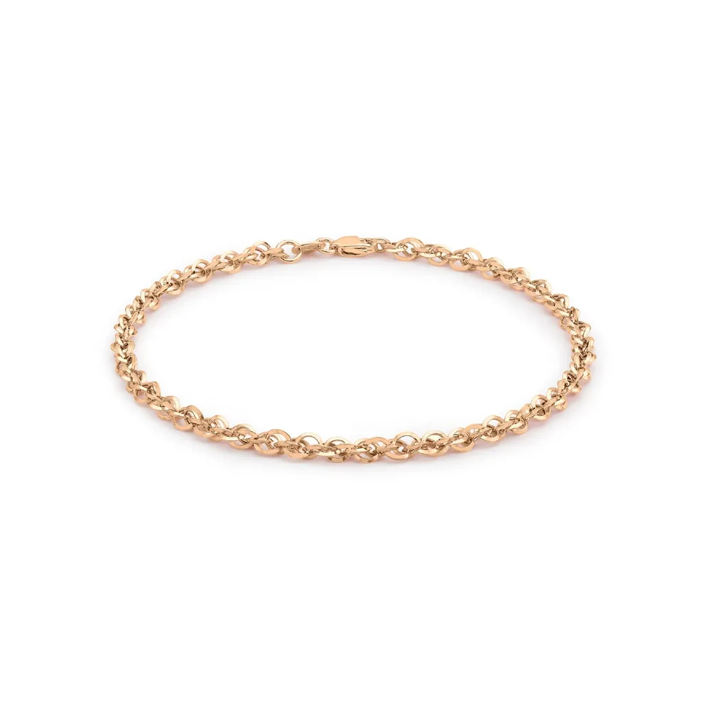 9ct Rose Gold 60 Diamond Cut Prince of Wales Bracelet