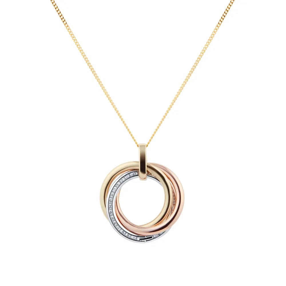 9ct Three Colour Gold Three Circle Pendant