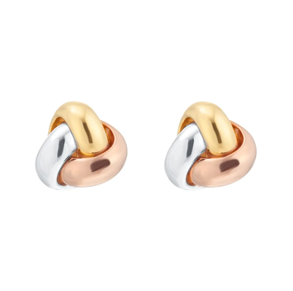 9ct Tri Colour Gold Knot Stud Earrings