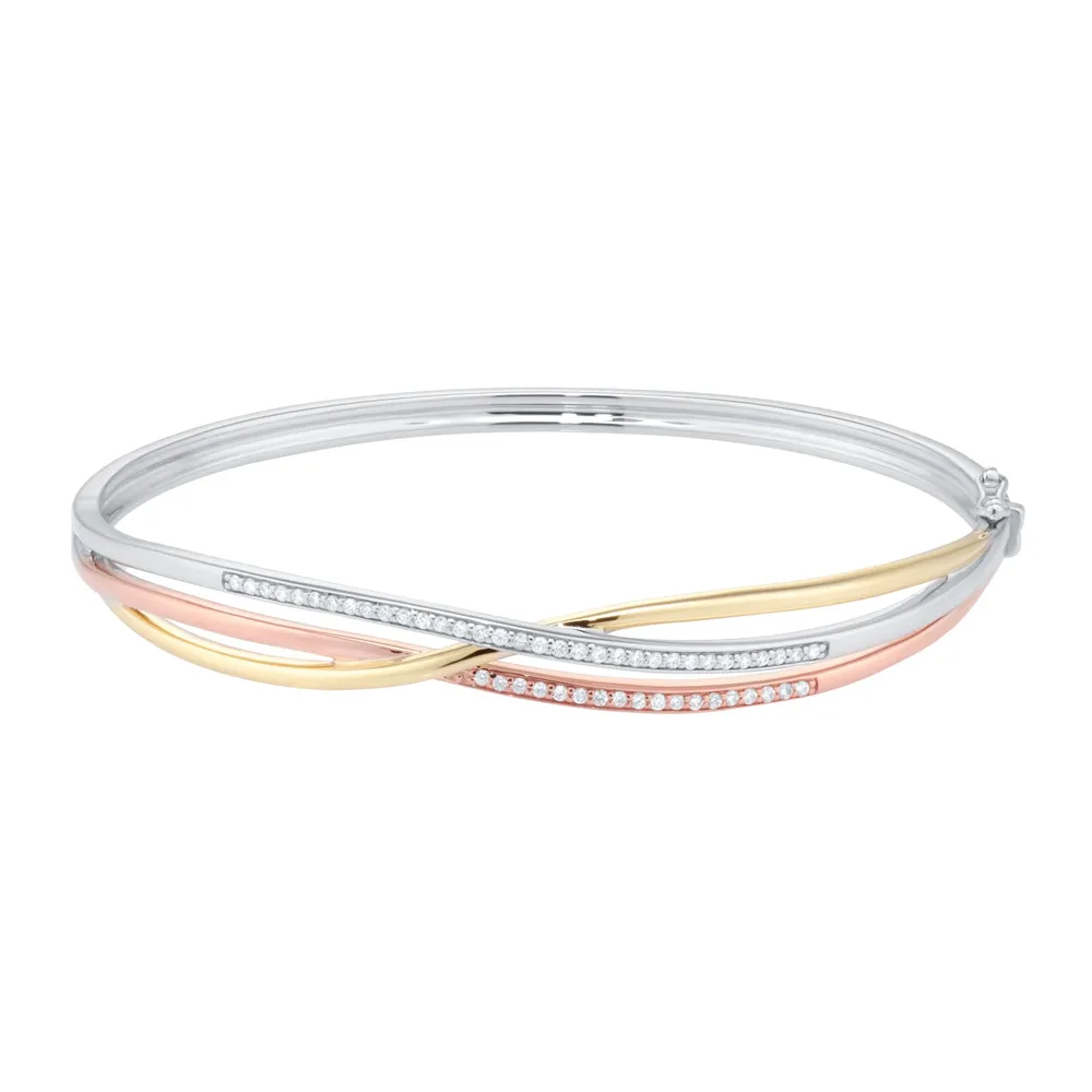 9ct Tri Tone 0.33ct Diamond Bangle