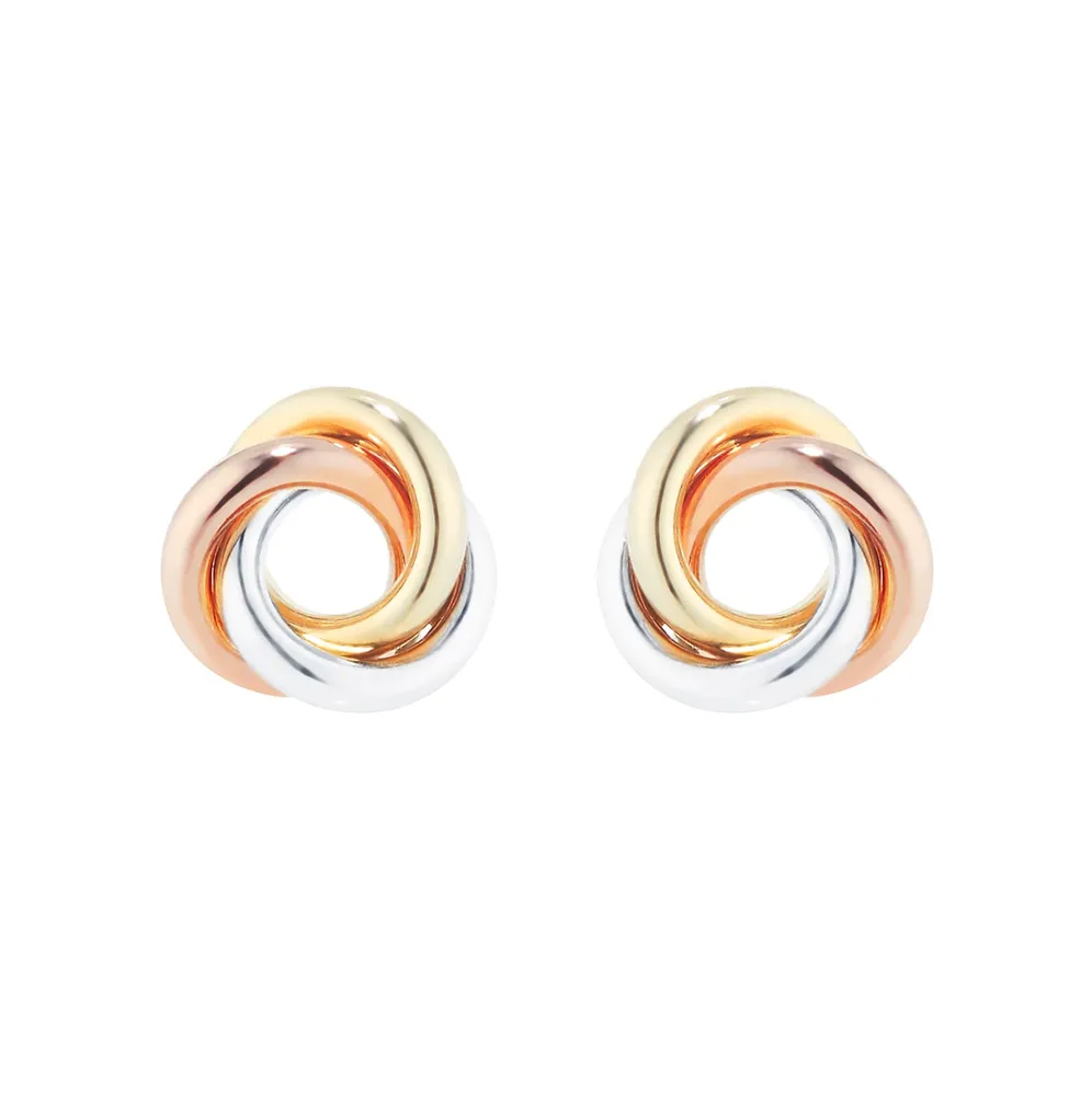 9ct Tricolour Gold Knot Stud Earrings