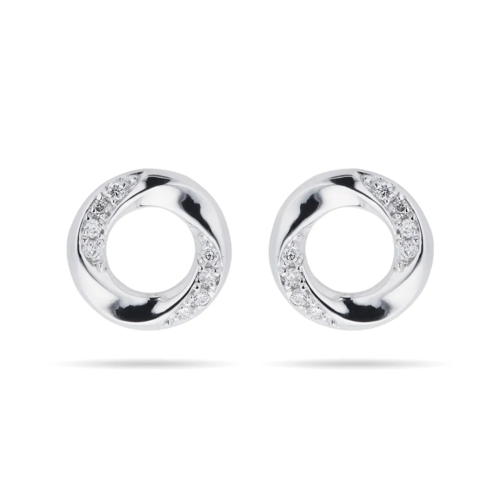9ct White Gold 0.03ct Diamond Circle Stud Earrings