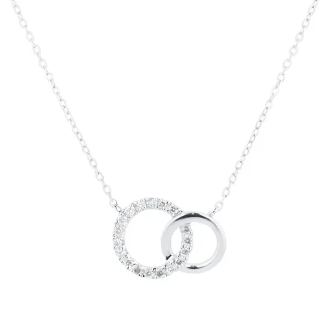 Goldsmiths 9ct White Gold 0.05cttw Diamond Circle Necklace