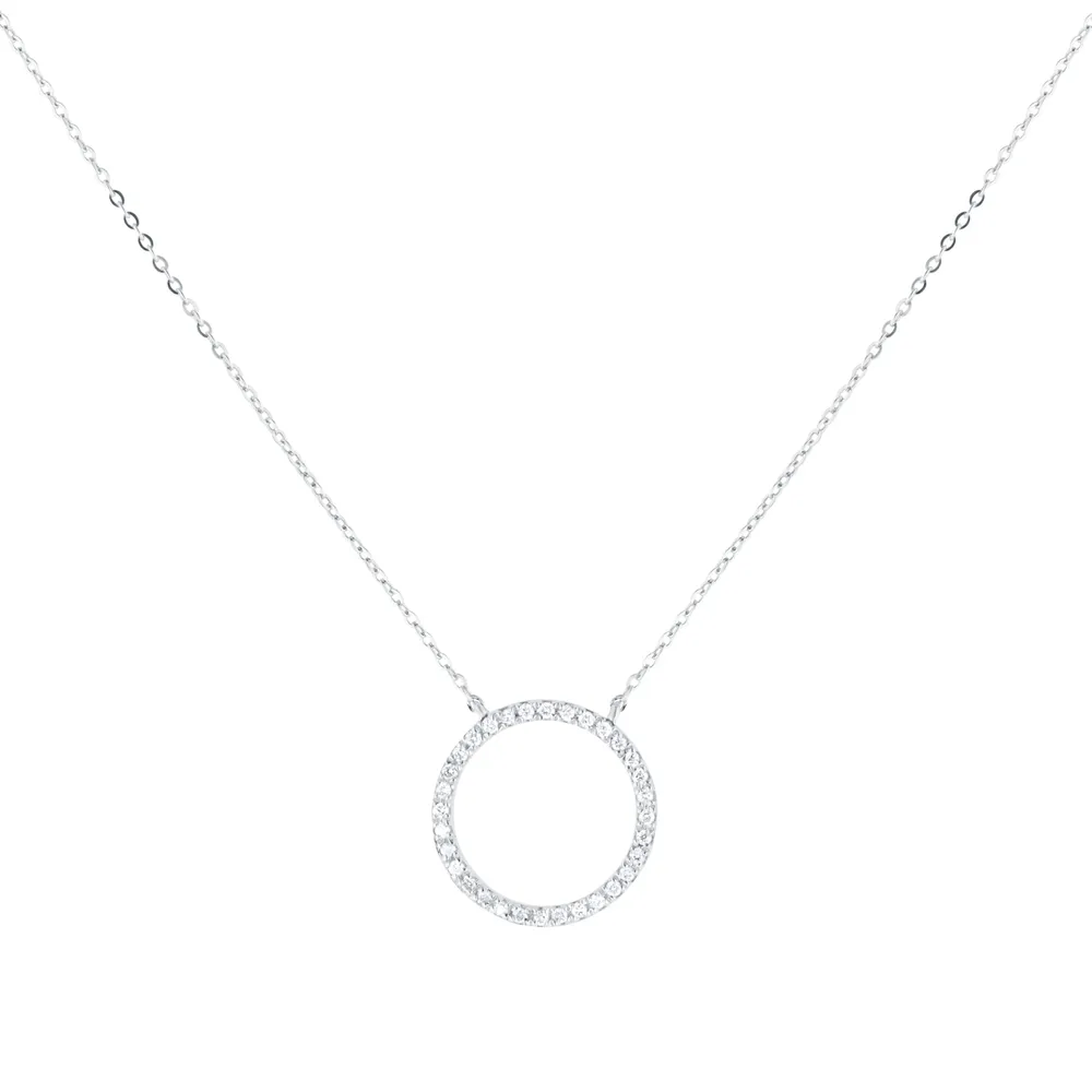9ct White Gold 0.10cttw Diamond Circle Necklace