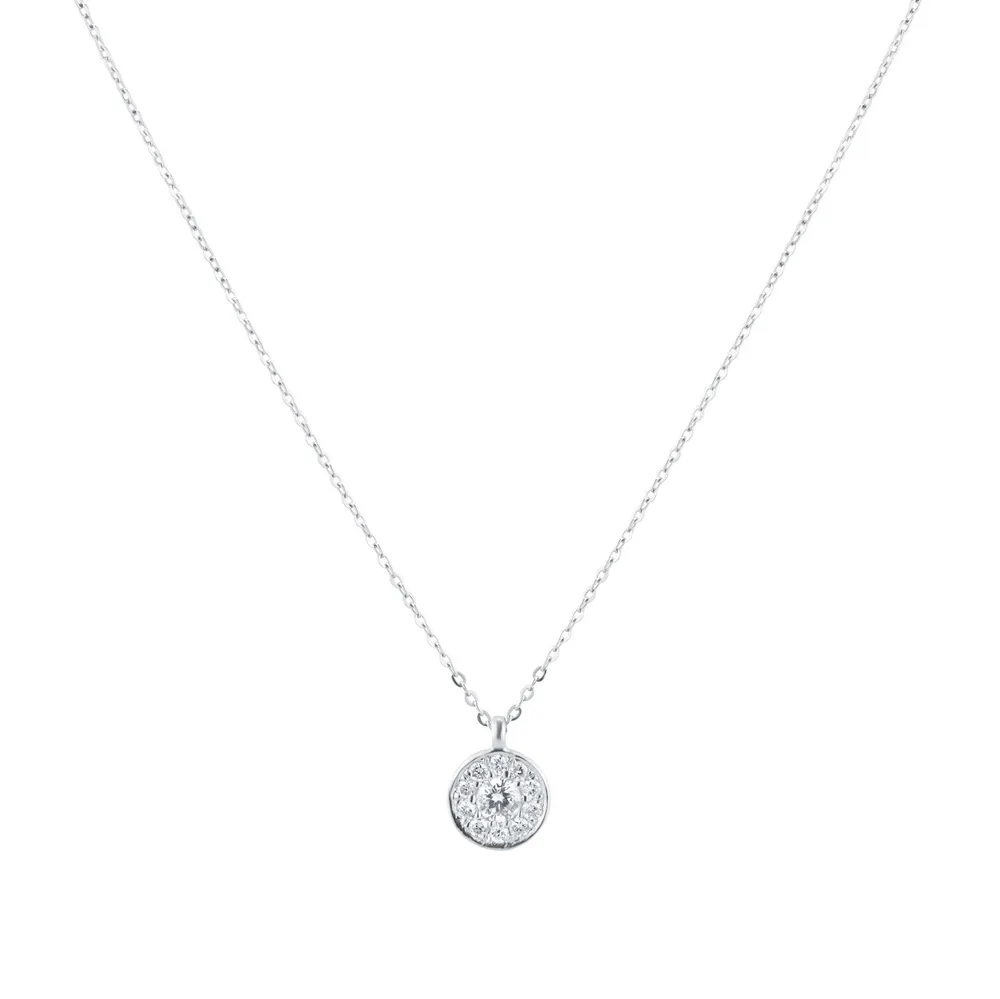 9ct White Gold 0.10cttw Diamond Halo Pendant