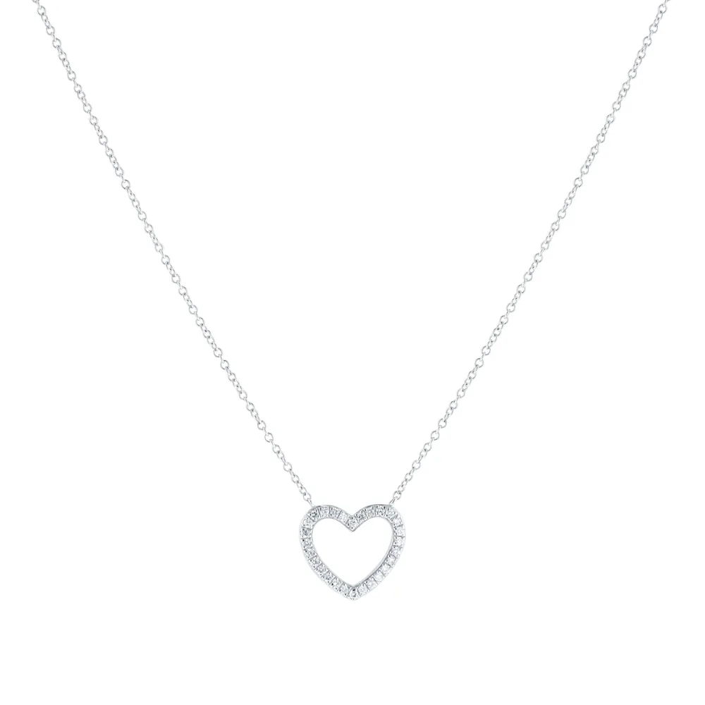 9ct White Gold 0.10cttw Diamond Heart Necklace