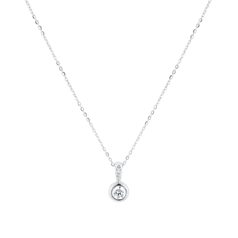 9ct White Gold 0.11cttw Bezel Set Diamond Pendant