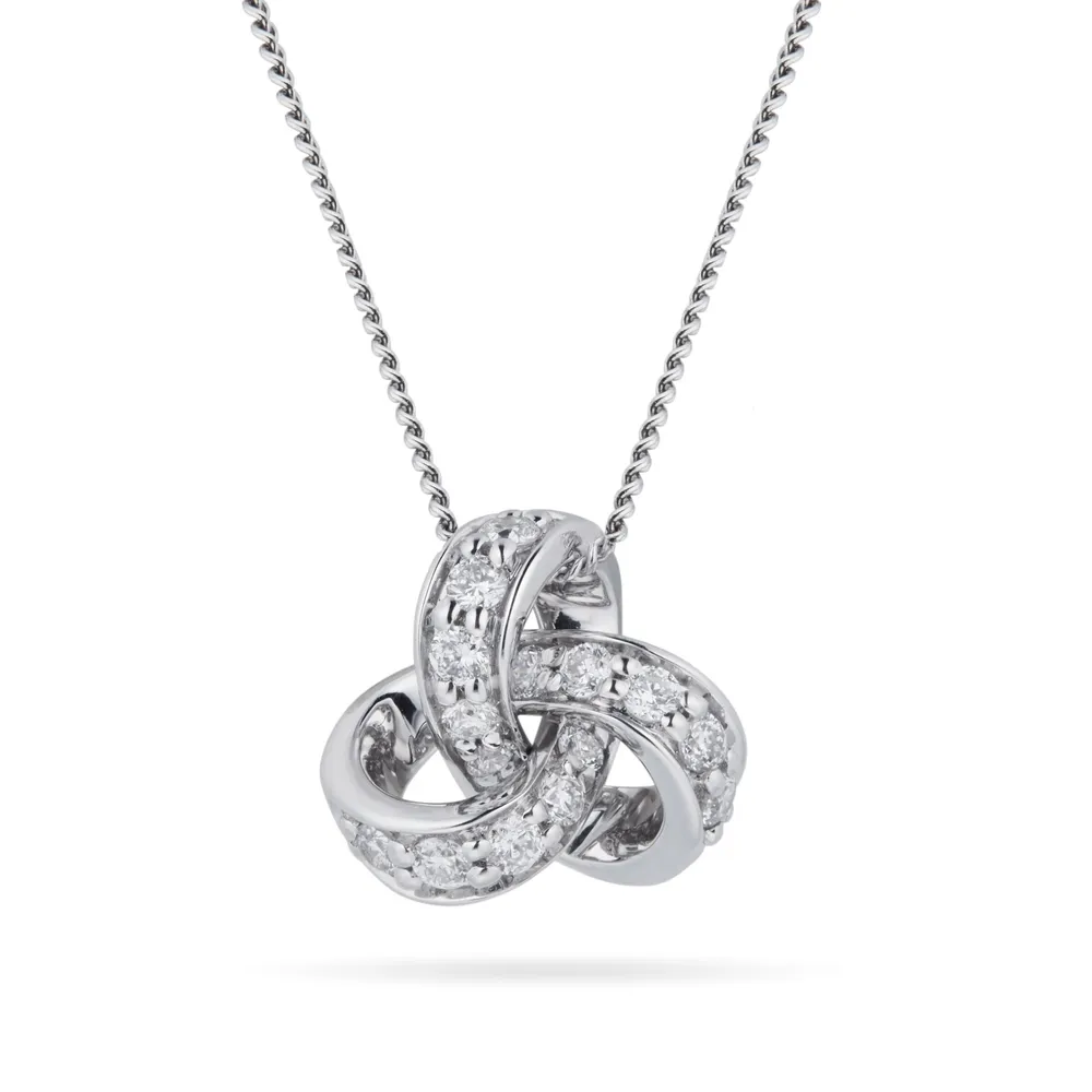 9ct White Gold 0.15ct Diamond Knot Pendant