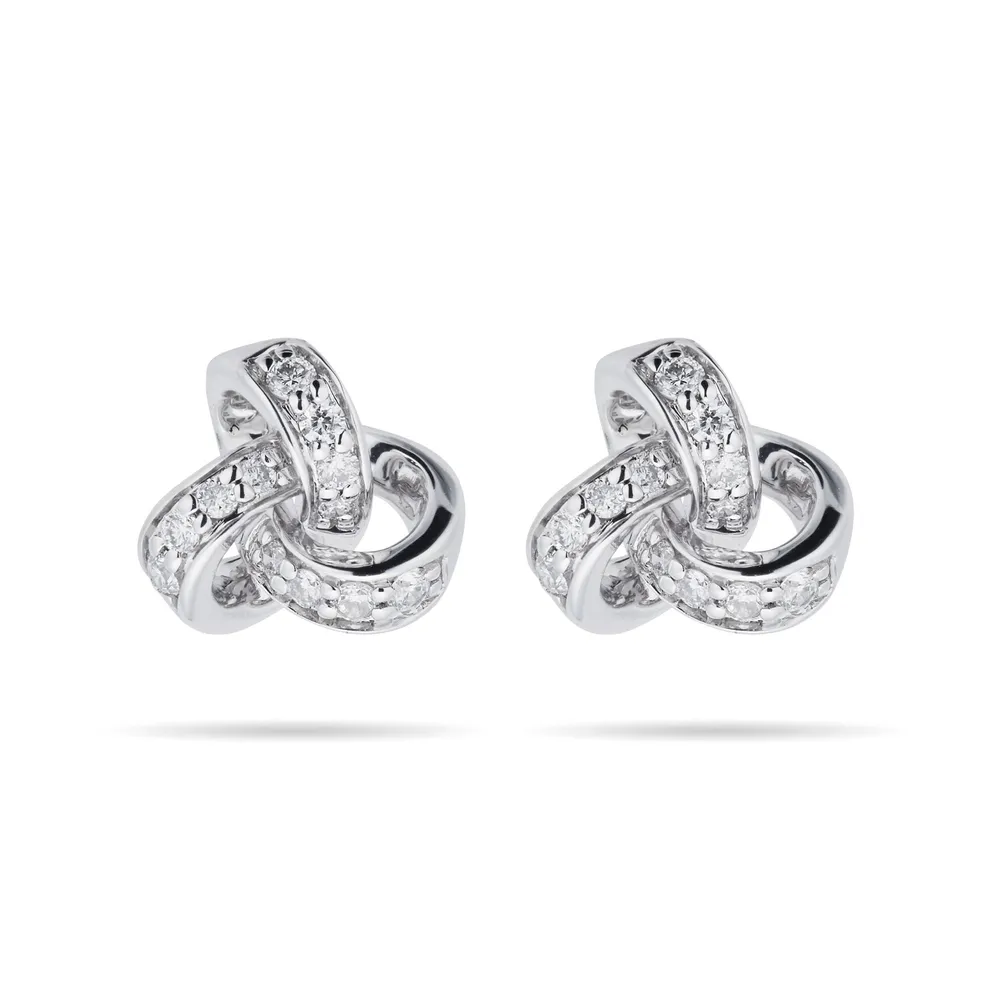 9ct White Gold 0.15ct Diamond Knot Stud Earrings