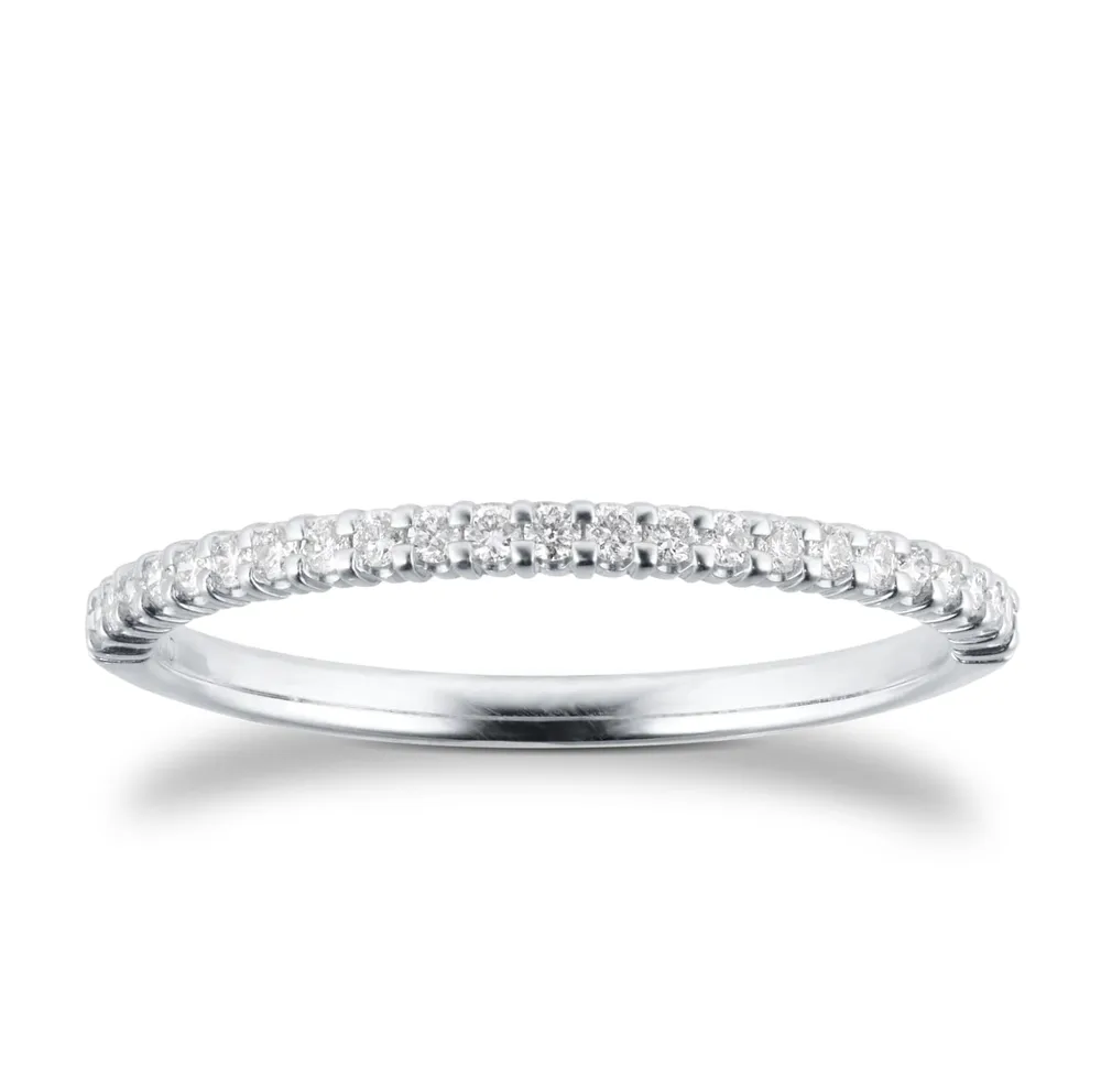 9ct White Gold 0.15cttw Diamond Stacker Half Eternity Ring