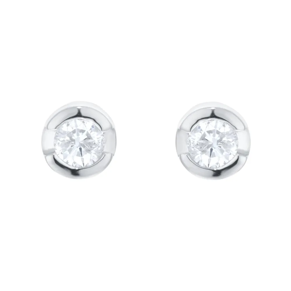 9ct White Gold 0.15cttw Rob over Diamond Stud Earrings