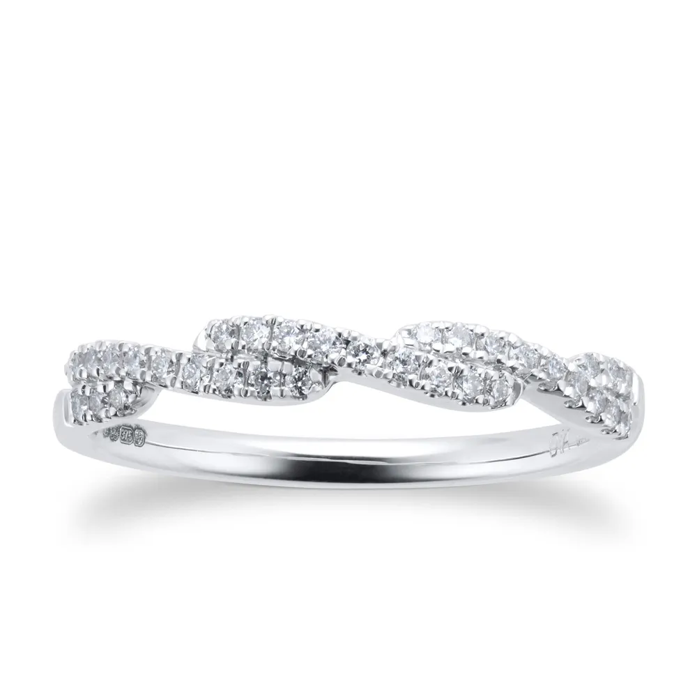 9ct White Gold 0.17ct Diamond Cross Over Eternity Ring