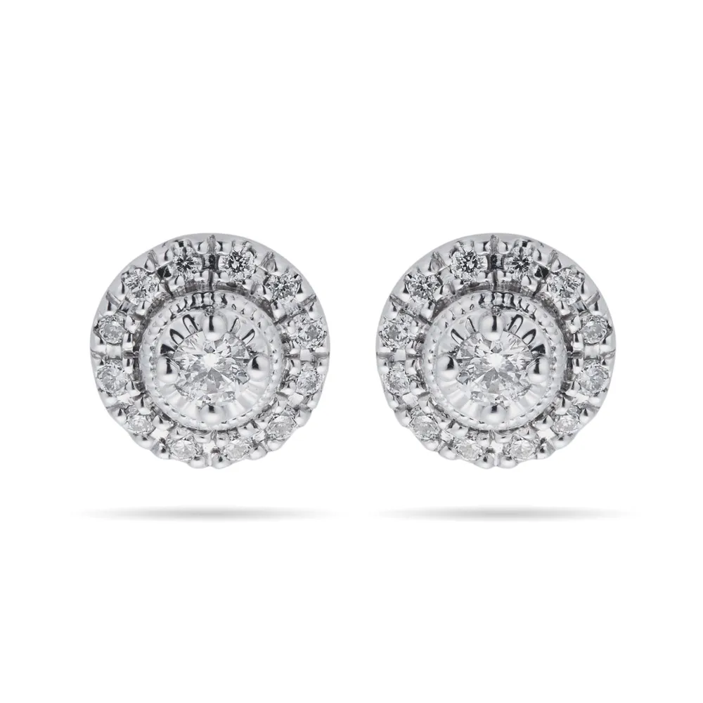 9ct White Gold 0.20ct Diamond Halo Stud Earrings