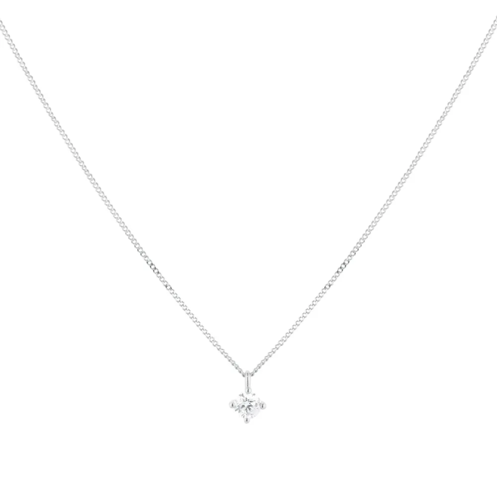 9ct White Gold 0.20cttw Brilliant Cut Diamond Solitaire Pendant
