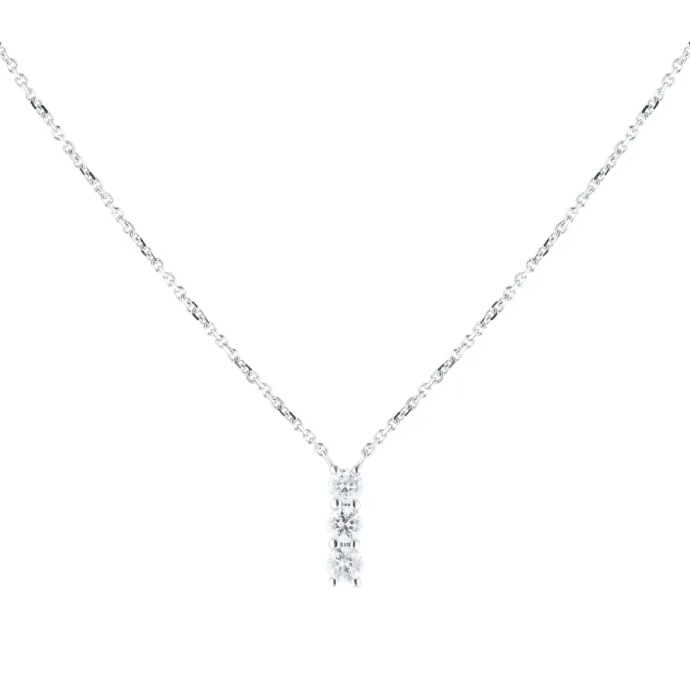 9ct White Gold 0.20cttw Diamond Trilogy Necklace