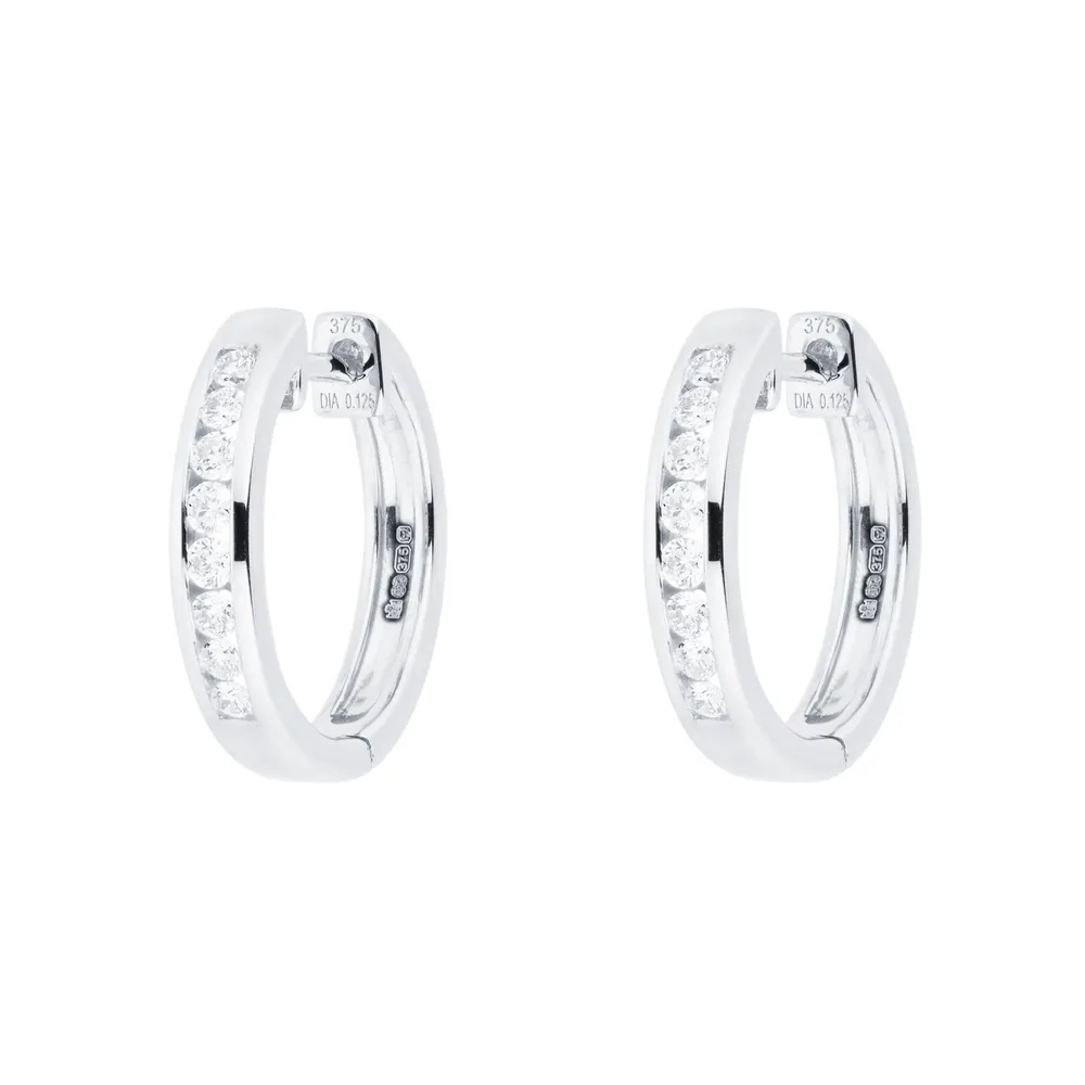 9ct White Gold 0.25ct Channel Set Hoop
