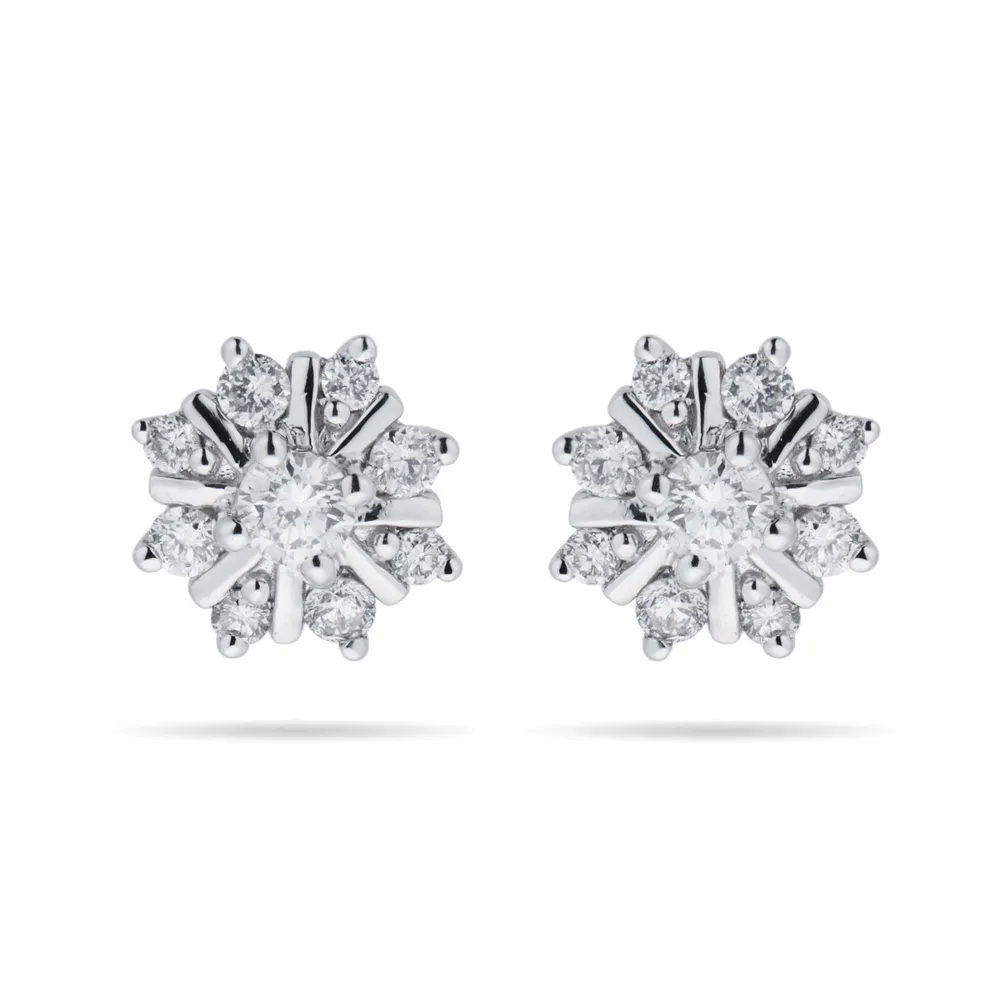 9ct White Gold 0.25ct Snowflake Stud Earrings