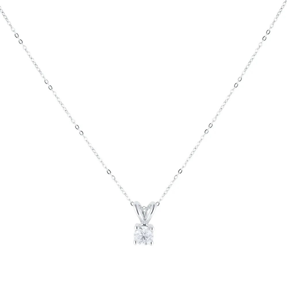 9ct White Gold 0.25cttw Diamond Solitaire Pendant