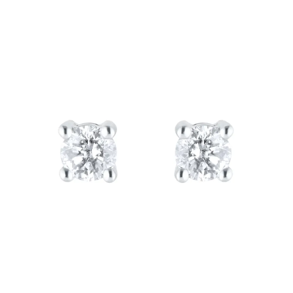 9ct White Gold 0.25cttw Diamond Solitaire Stud Earrings