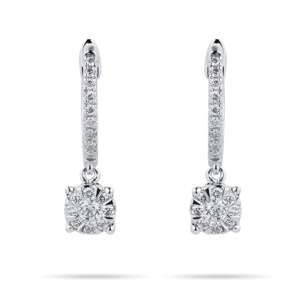 9ct White Gold 0.30ct Diamond Multi Stone Drop Earrings