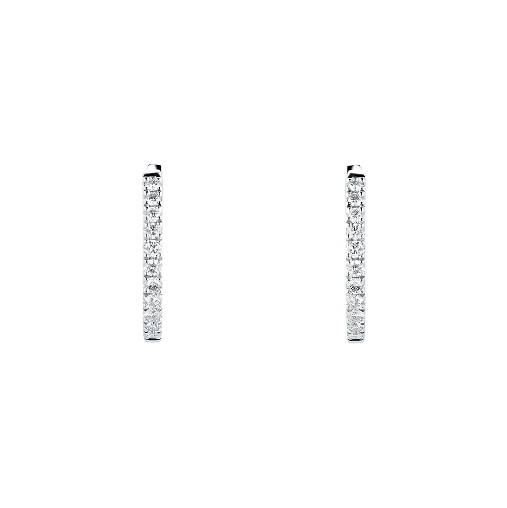 9ct White Gold 0.30cttw Diamond Hoop Earrings