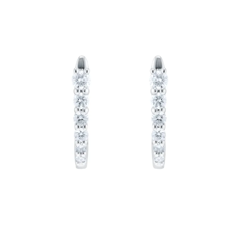 9ct White Gold 0.33cttw Diamond Tapered Hoop Earrings