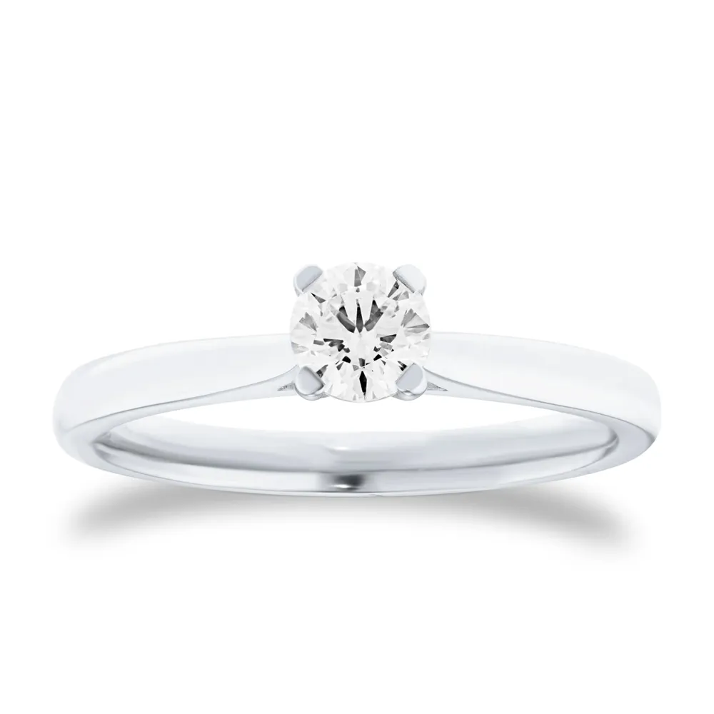 9ct White Gold 0.33cttw Round Brilliant Cut Solitaire Diamond Engagement Ring