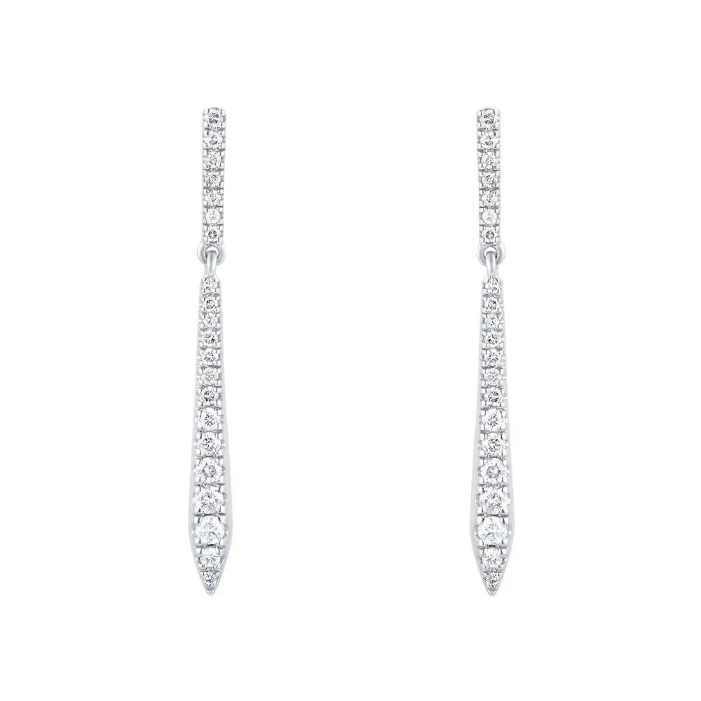 9ct White Gold 0.38ct Diamond Drop Earrings