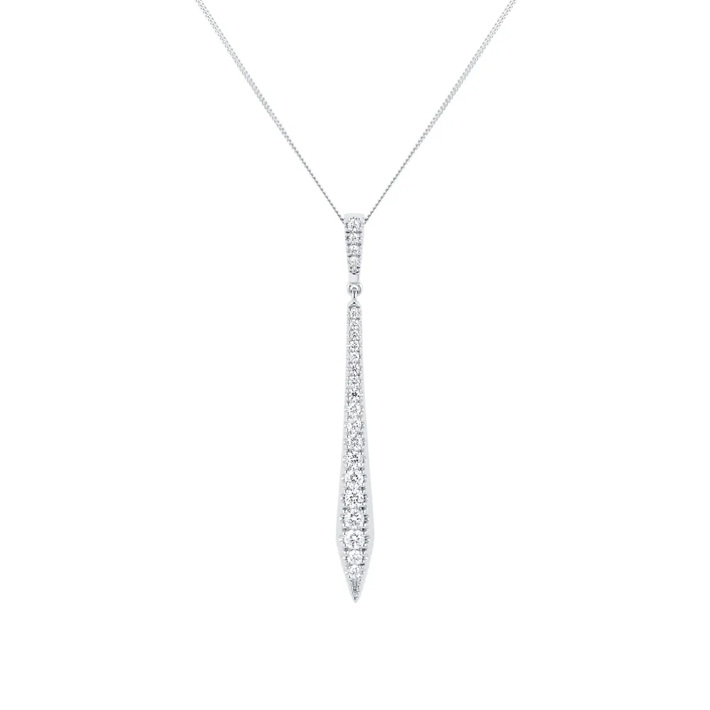 9ct White Gold 0.40ct Diamond Drop Pendant