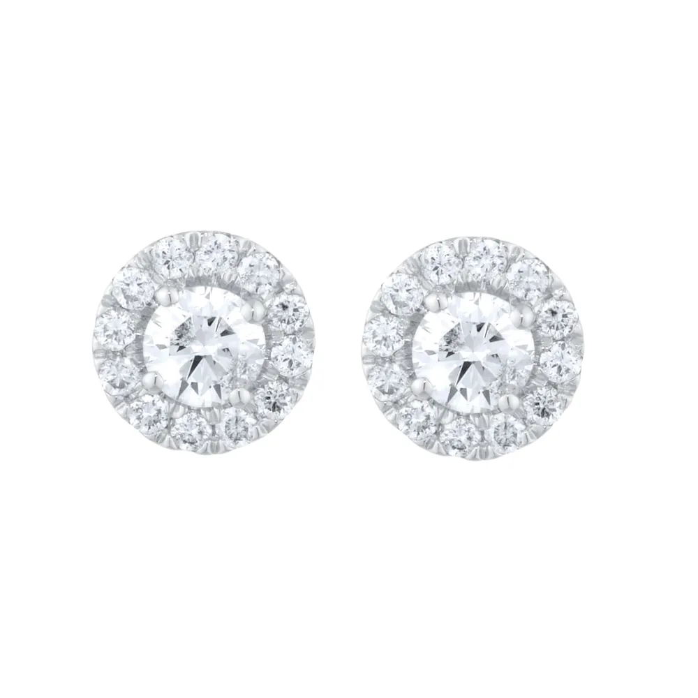 9ct White Gold 0.40cttw Brilliant Cut Diamond Halo Stud Earrings