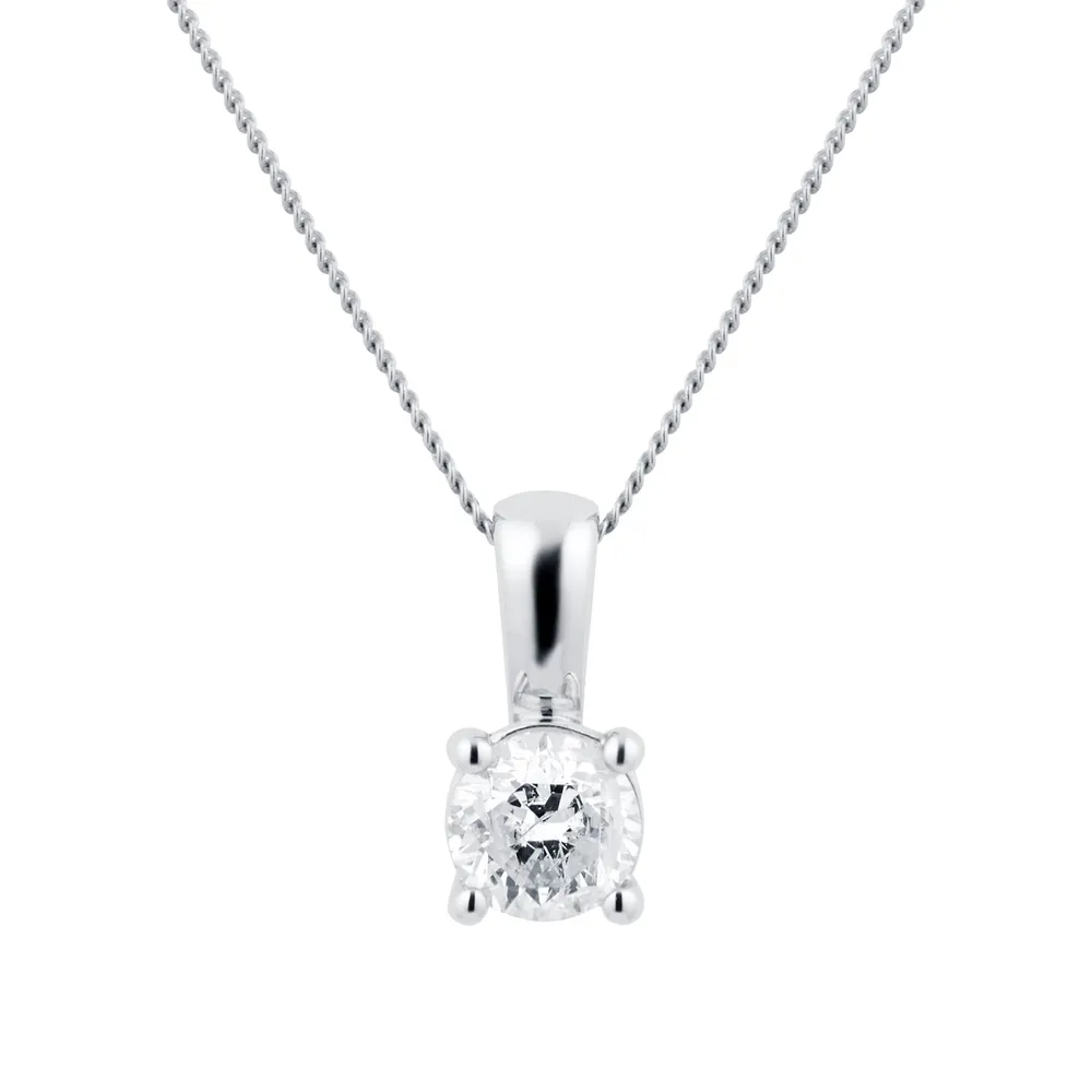 9ct White Gold 0.50ct Brilliant Cut Pendant