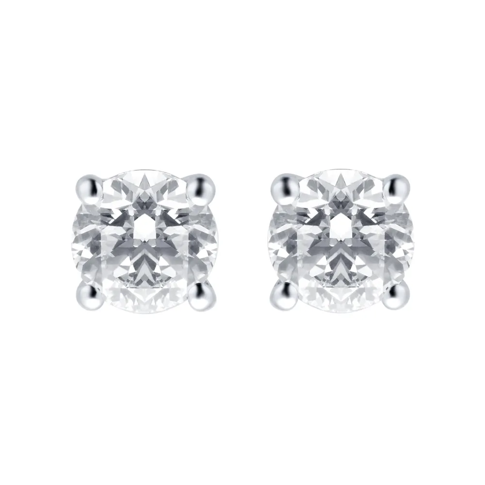 9ct White Gold 0.50ct Brilliant Cut Stud Earrings