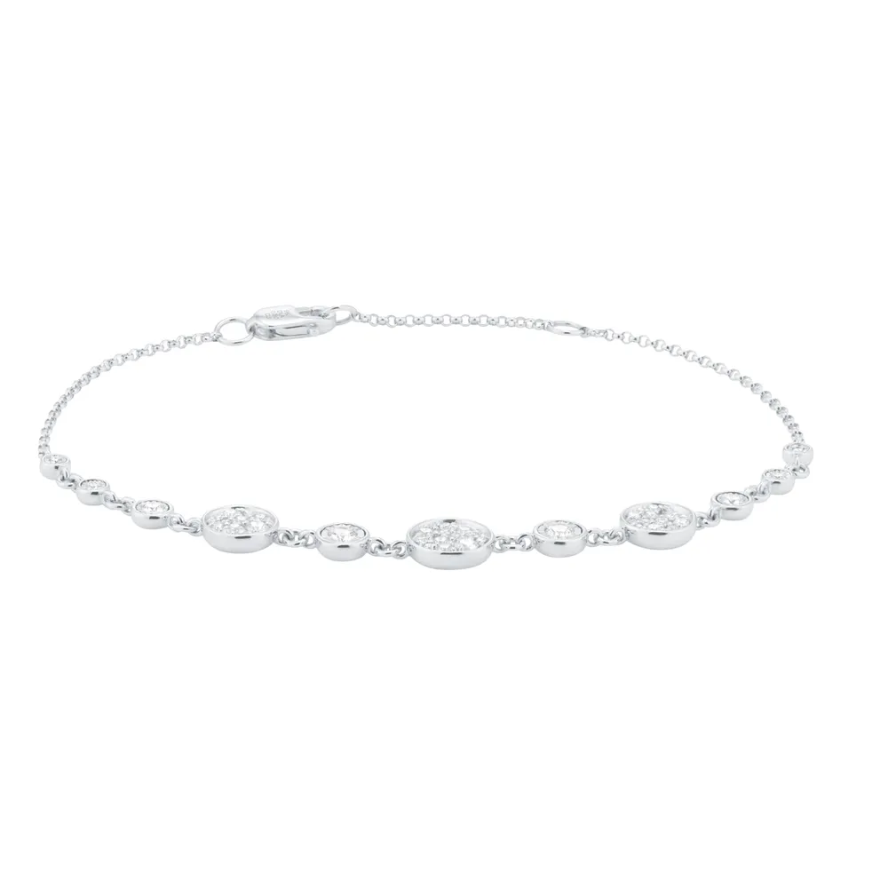 9ct White Gold 0.50cttw Diamond Cluster Bracelet
