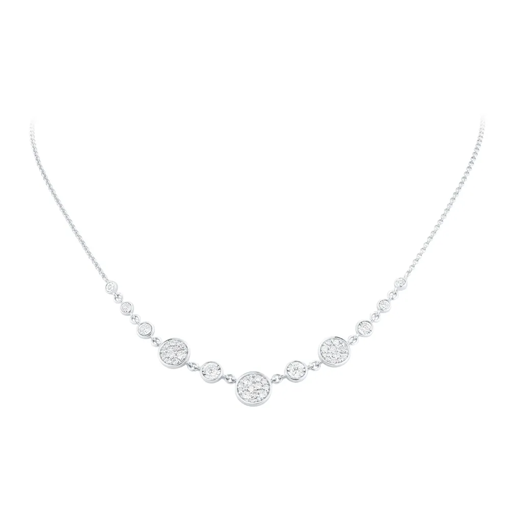 9ct White Gold 0.50cttw Diamond Cluster Necklace