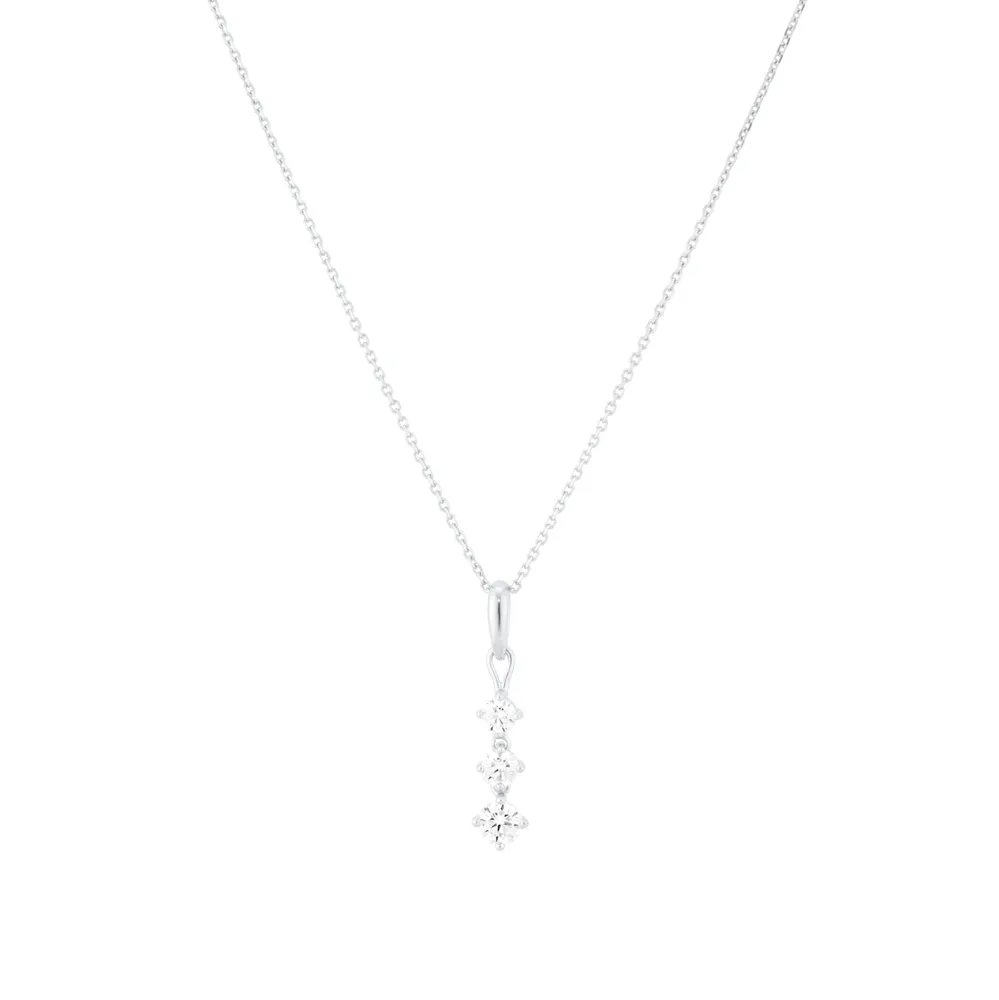9ct White Gold 0.50cttw Diamond Three Stone Drop Pendant