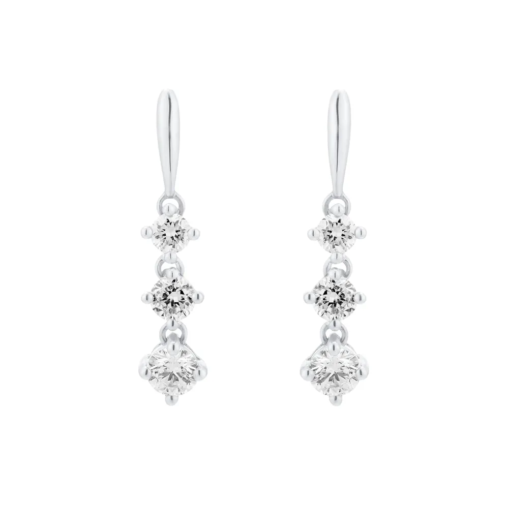 9ct White Gold 0.50cttw Diamond Triple Drop Earrings