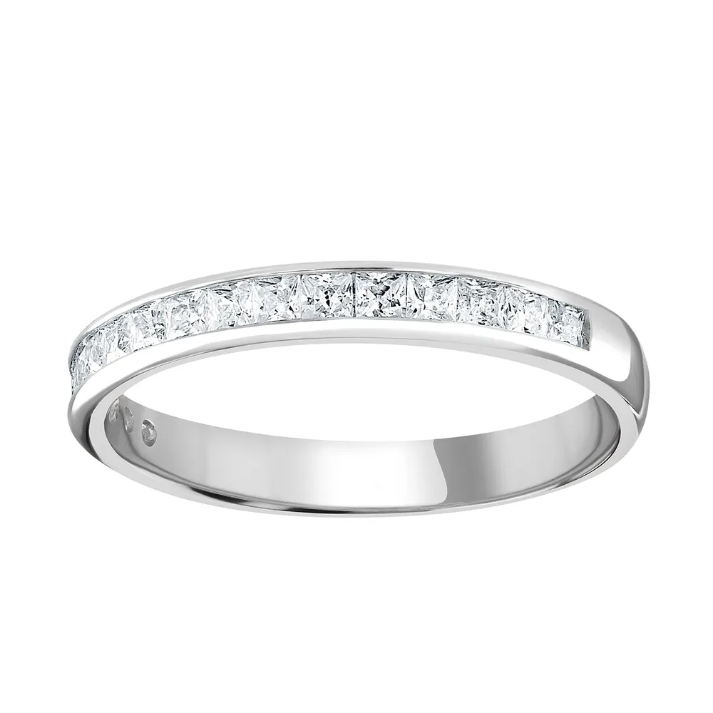 9ct White Gold 0.50cttw Princess Cut Channel Set Diamond Half Eternity Ring