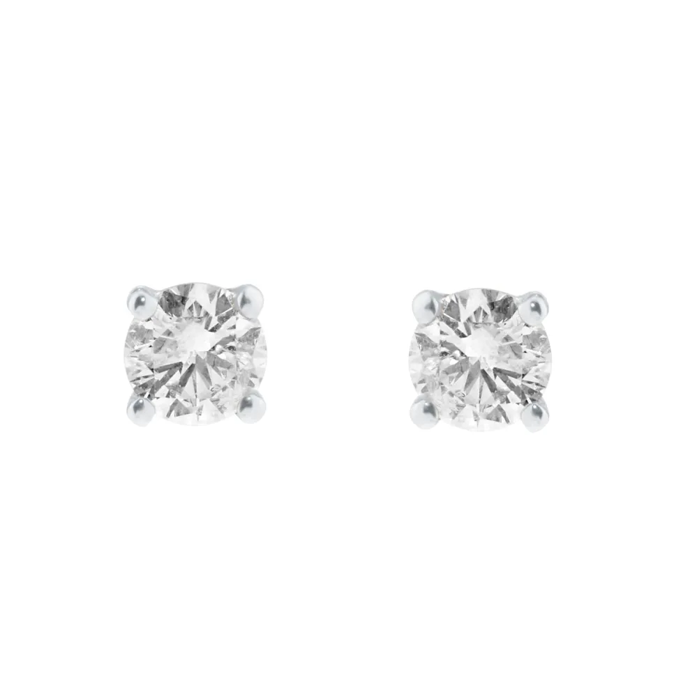 9ct White Gold 0.50cttw Round Brilliant Cut Solitaire Stud Earrings