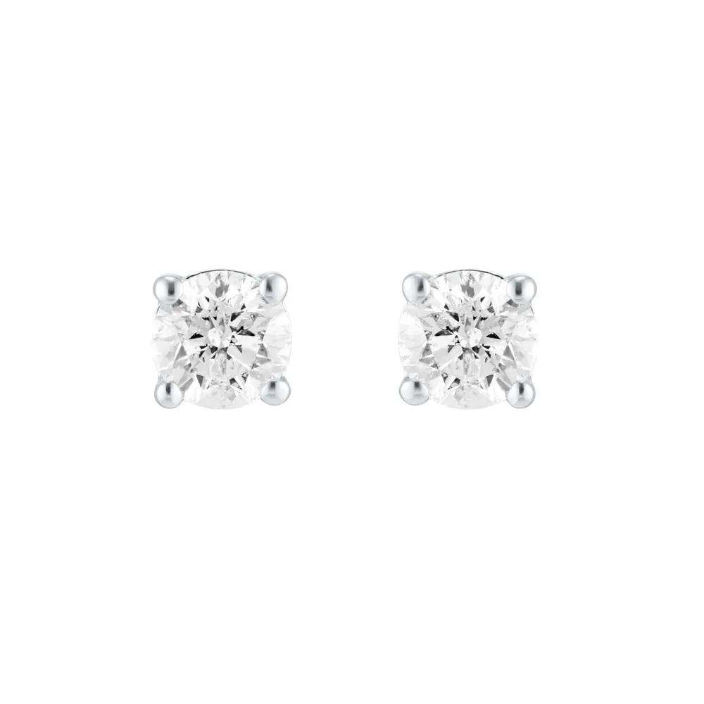9ct White Gold 0.60cttw Brilliant Cut Solitaire Stud Earrings