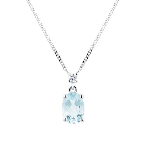 Goldsmiths 9ct White Gold 0.70ct Aquamarine & Diamond Pendant