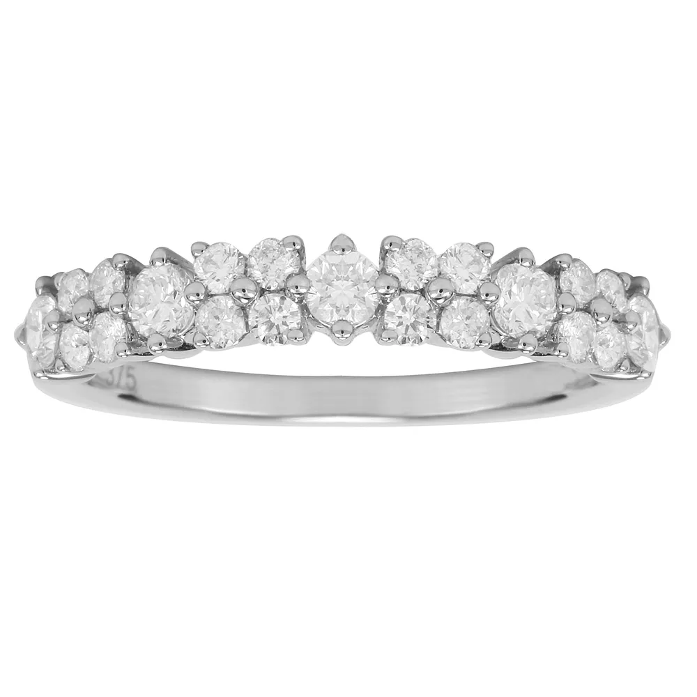 9ct White Gold 0.75ct Diamond Flower Fancy Eternity Ring