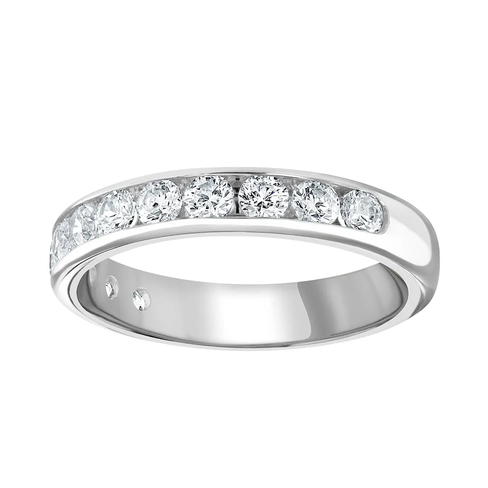 9ct White Gold 0.75cttw Brilliant Cut Channel Set Diamond Half Eternity Ring