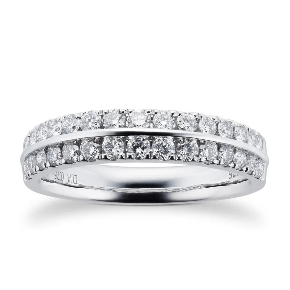 9ct White Gold 0.75cttw Multi Row Diamond Ring