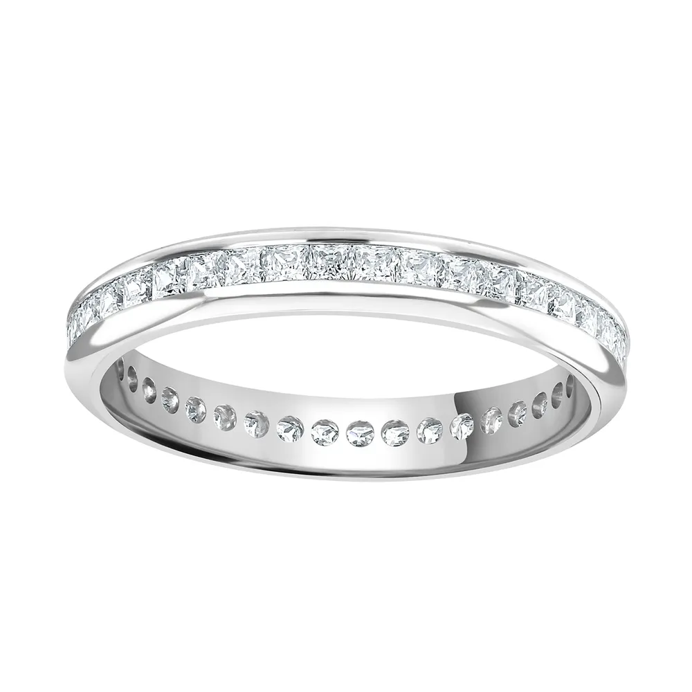 9ct White Gold 1.00cttw Princess Cut Channel Set Diamond Full Eternity Ring