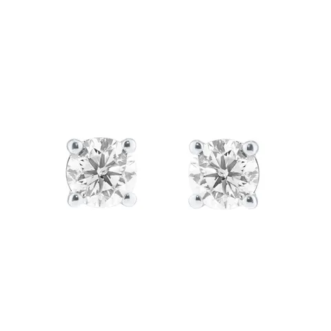 Goldsmiths 9ct White Gold 1.00cttw Round Brilliant Cut Solitaire Stud Earrings