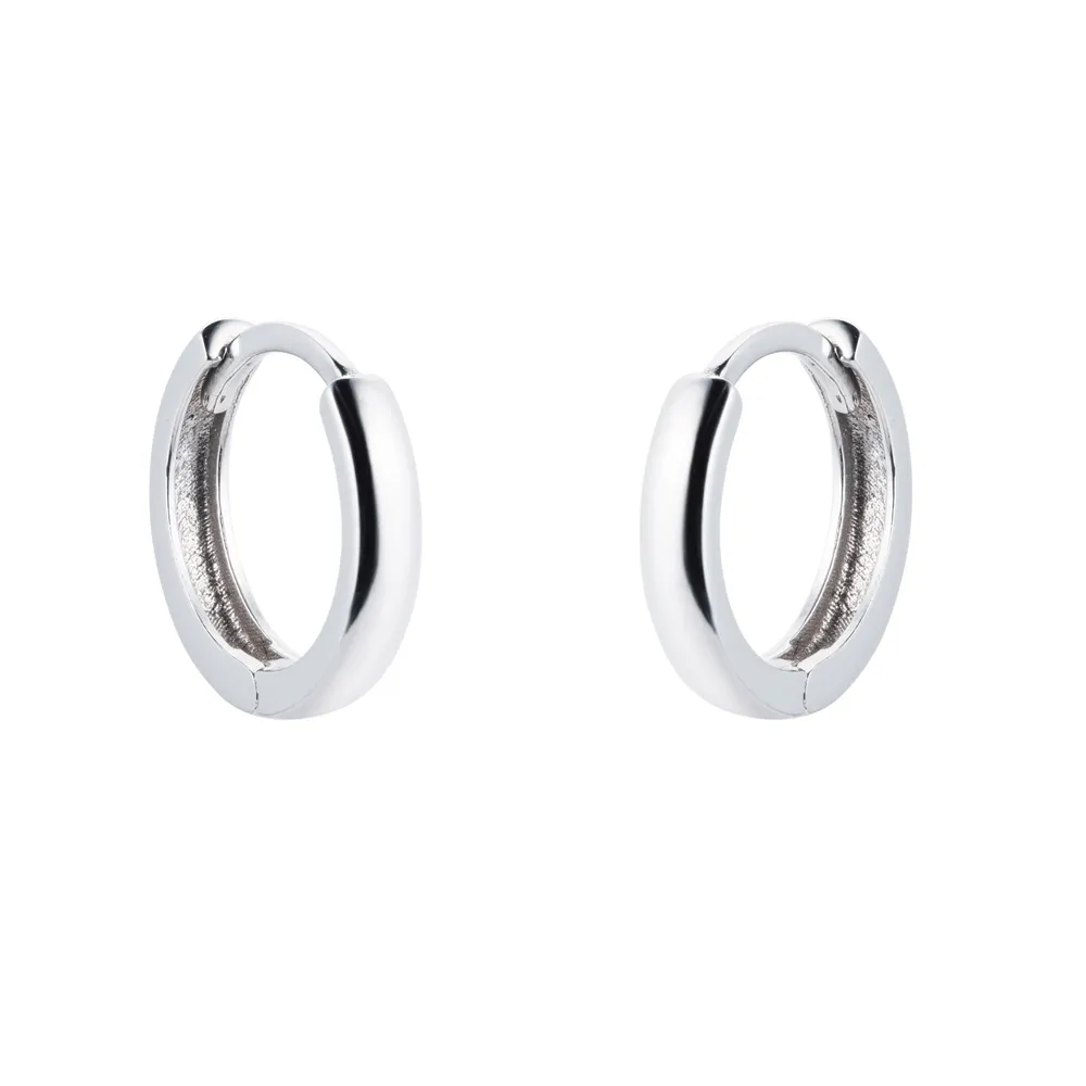 9ct White Gold 11mm Huggie Hoop Earrings