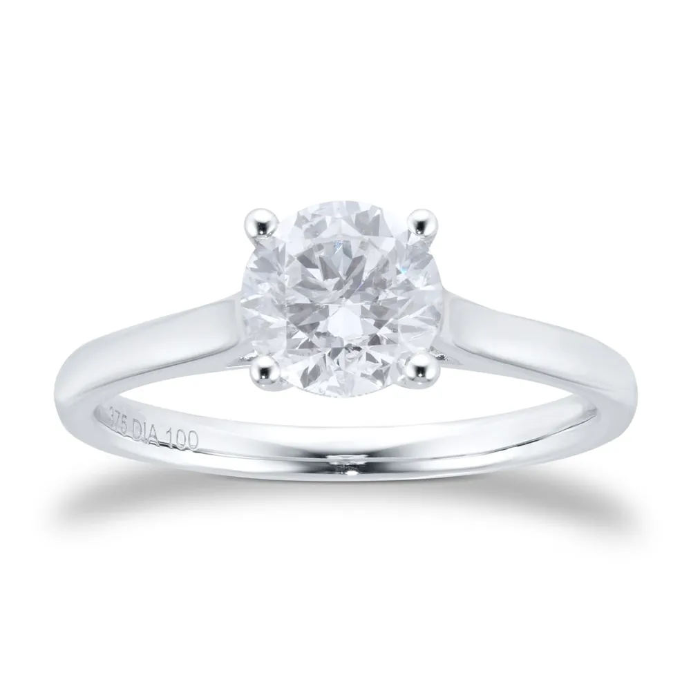9ct White Gold 1ct Diamond Solitaire Engagement Ring